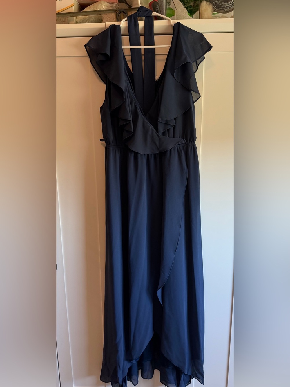Baltic Born Katya Women’s Navy Ruffle V-Neck Maxi Dress XXXL Navy blue